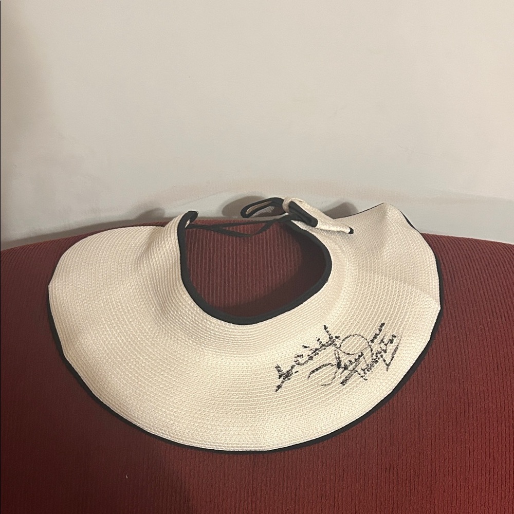Autographed Cream Sun Visor with Black Trim